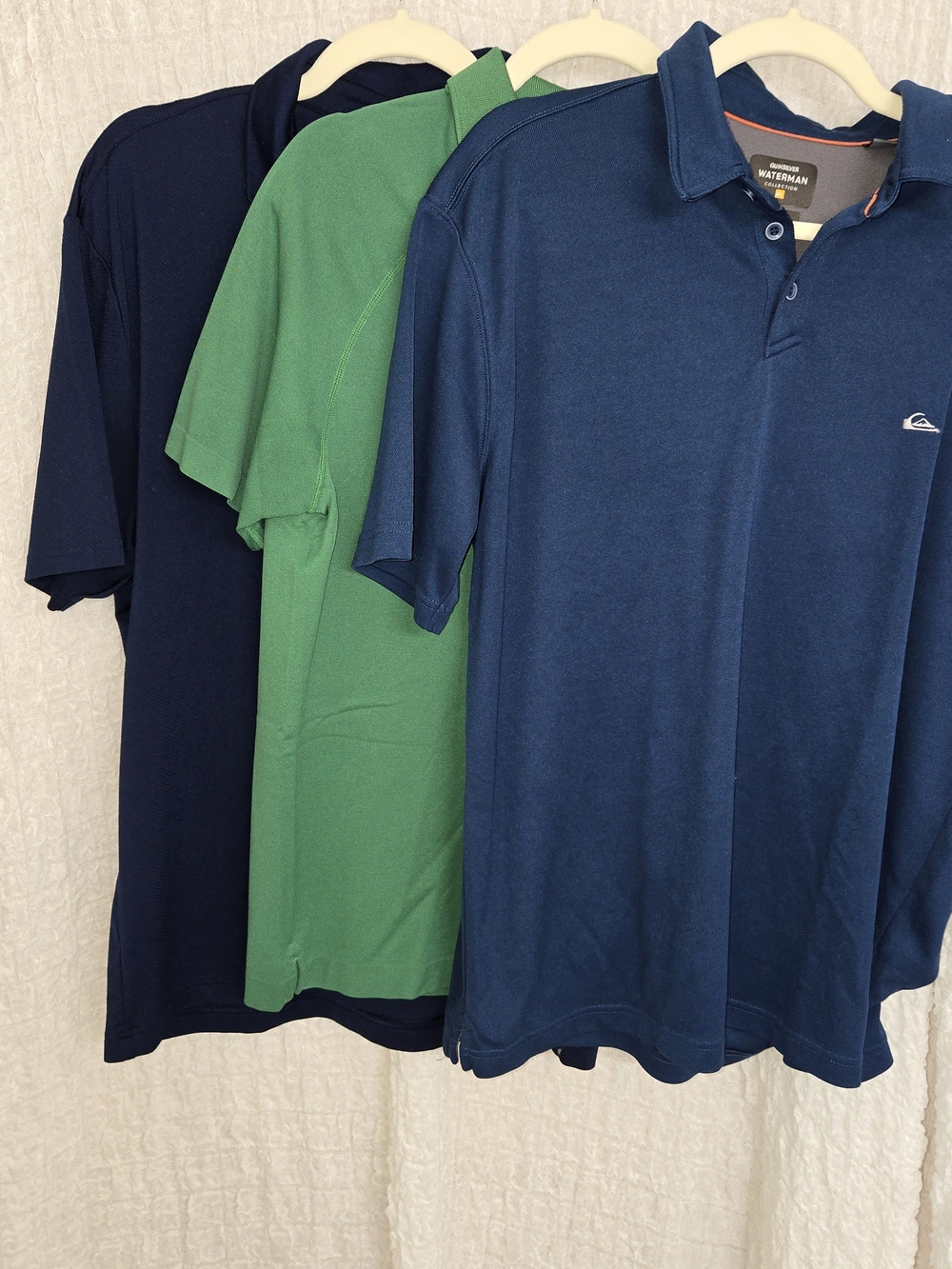 Set Of 3 Men Polos. All Large. Fabletics, Quicksilver, Under Armour.